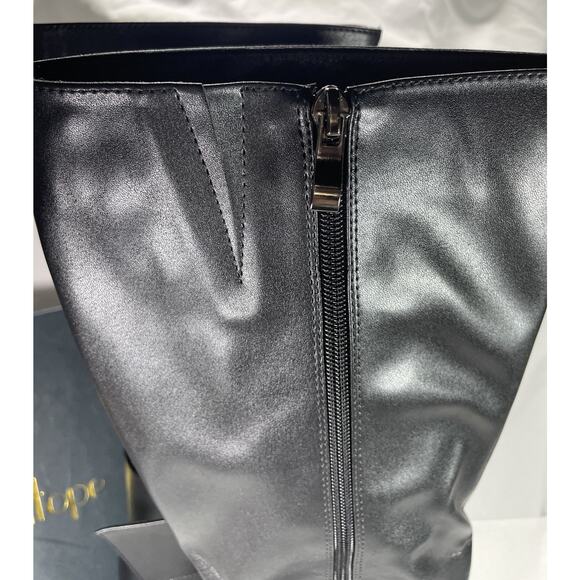 Modatope Knee High Boots Women Size 9.5 Black Faux Leather Pointed Toe NEW - Picture 6 of 16